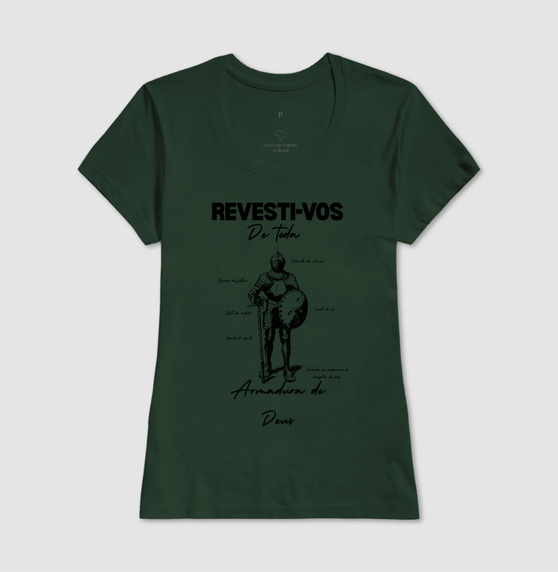 Camiseta feminina Armadura de Deus